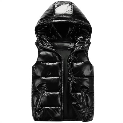 Custom Basic Shiny Hooded Puffy Vest Manufacturer | Ginwen