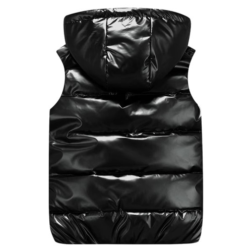Custom Basic Shiny Hooded Puffer Vest Manufacturer | Ginwen