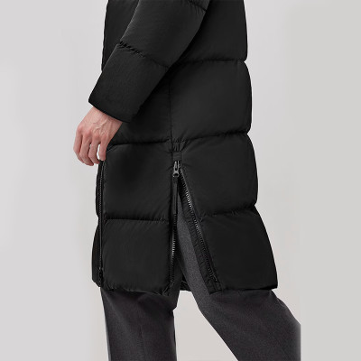 Men’s Long Puffer Jacket – Black Winter Coat with Hood (In Stock)