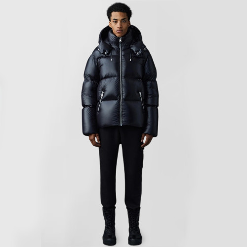 Custom Men's Detachable Hood Glossy Shiny Puffer Jacket Manufacturer | Ginwen