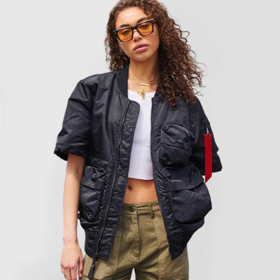Custom Women's Short Sleeve Bomber Jacket Manufacturers | Ginwen
