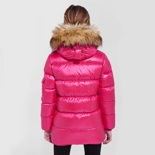 Custom Kids faux fur collar shiny Puffy jacket Manufacturer | Ginwen