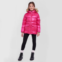 Custom Kids faux fur collar shiny Puffy jacket Manufacturer | Ginwen