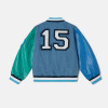 Custom Kids Colorblock Sleeve Cartoon Patch Varsity Jacket Manufacturer | Ginwen