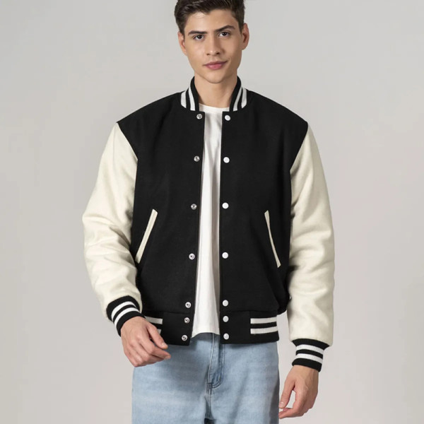 Custom American Black and White Varsity Jacket Manufacturer | Ginwen