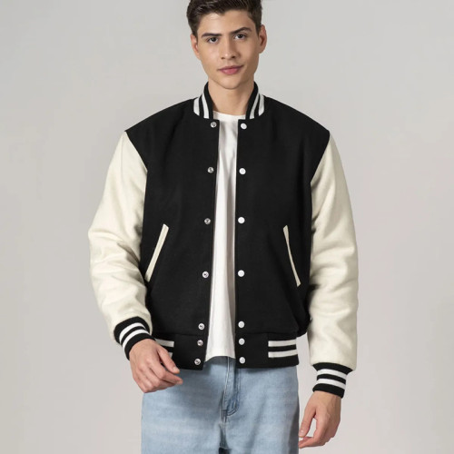 Custom American Black and White Varsity Jacket Manufacturer | Ginwen
