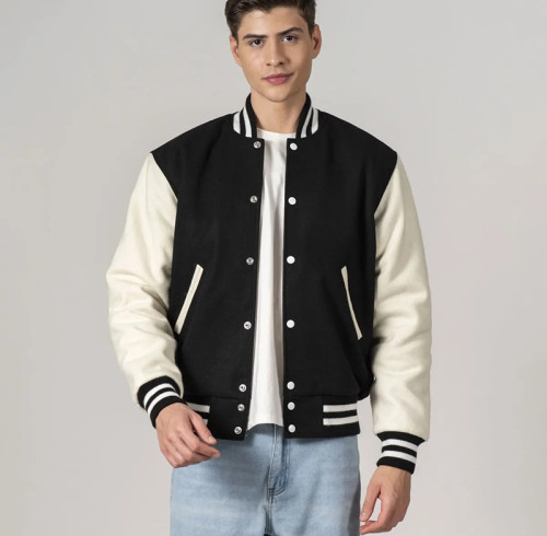 Custom American Black and White Varsity Jacket Manufacturer | Ginwen
