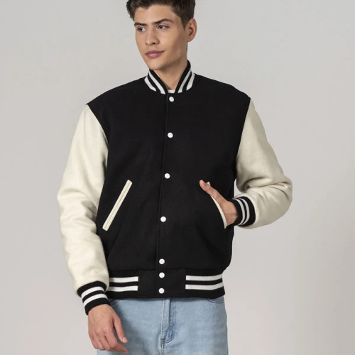 Custom American Black and White Varsity Jacket Manufacturer | Ginwen