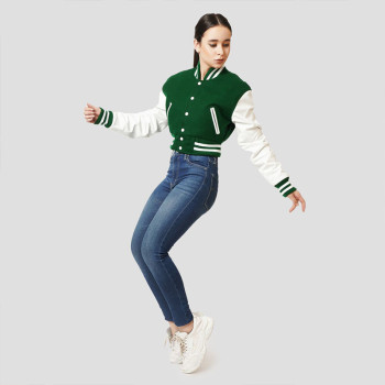 Custom Women's Preppy Cropped Varsity Jacket Manufacturer | Ginwen