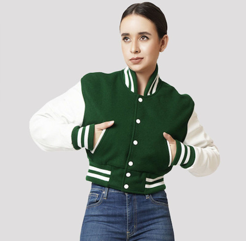 Custom Women's Preppy Cropped Varsity Jacket Manufacturer | Ginwen