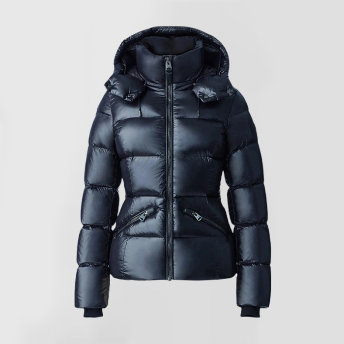 Custom Women's Shiny Slim Fit Hooded Puffy Jacket Manufacturer | Ginwen