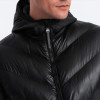 Custom Men's Glossy Black Hooded Winter Puffy Jacket Manufacturers | Ginwen