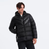 Custom Men's Glossy Black Hooded Winter Puffy Jacket Manufacturers | Ginwen