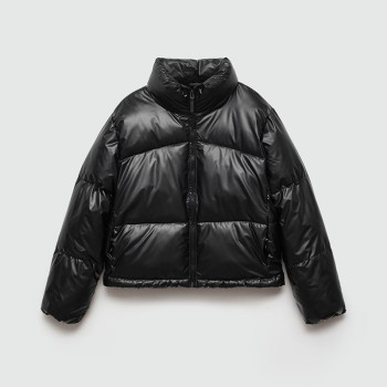 Custom Women's Shiny Black Puffer Jacket Manufacturer | Ginwen