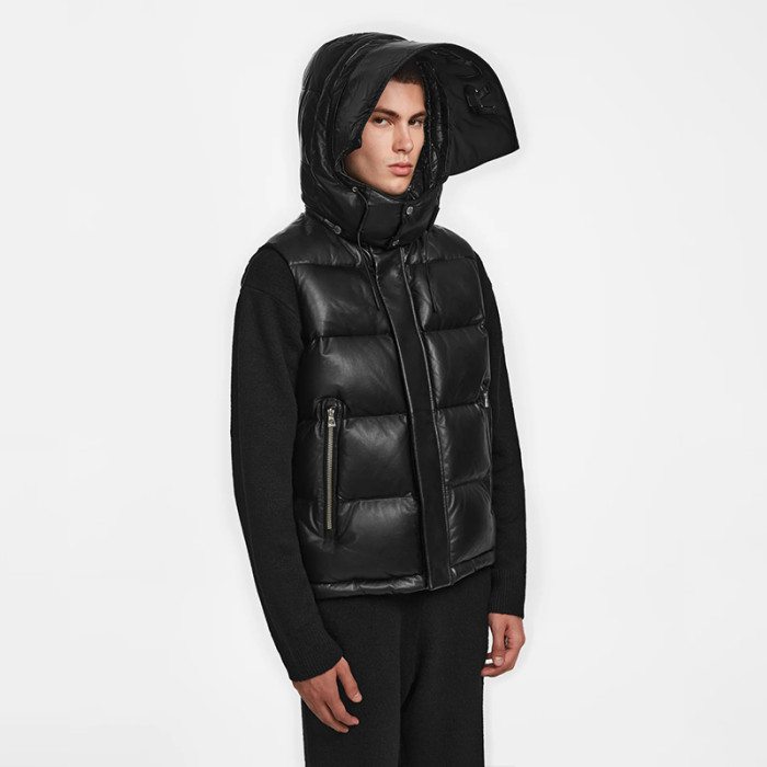 Custom Men’s Black Waterproof Hooded Puffer Vest Manufacturers | Ginwen