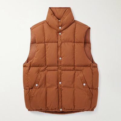 Custom Men’s Brown Quilted Warm Down Vest Manufacturer | Ginwen