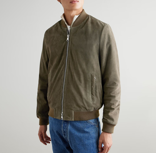 Custom Men Suede Bomber Jacket Manufacturer