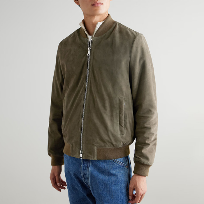 Custom Men Suede Bomber Jacket Manufacturer