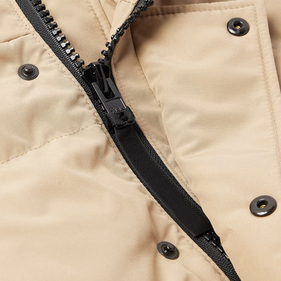 Custom men puffer jacket manufacturer with snap button placket and high neck design