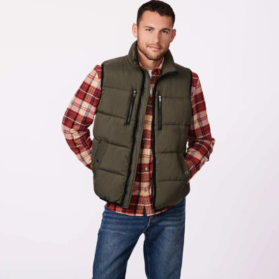 Custom Design Men Olive Green Down Vest Manufacturer