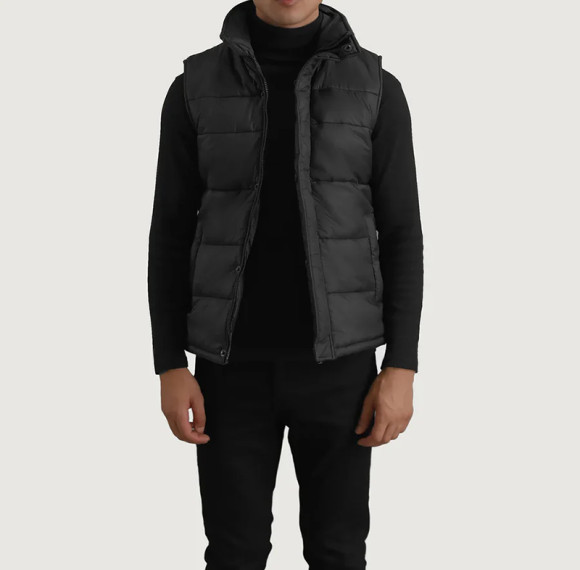 Designer Factory Custom Men Black Matte Down Vest Manufacturer