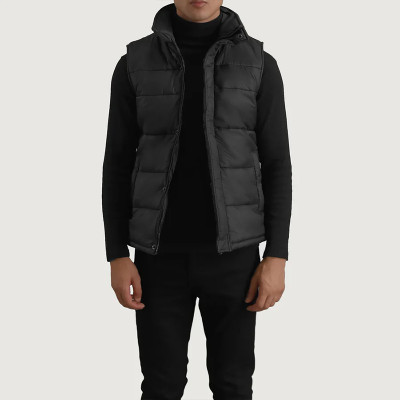 Designer Factory Custom Men Black Matte Down Vest Manufacturer