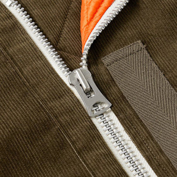 China Factory Custom Men Army Green Corduroy Bomber Jacket Manufacturer