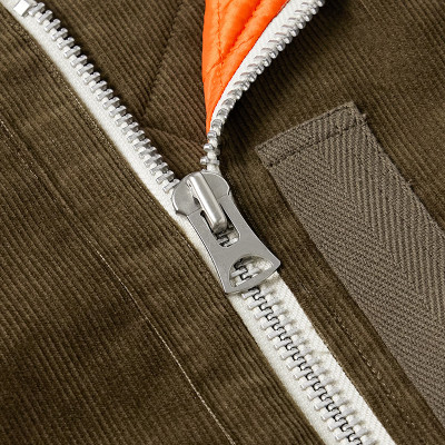 China Factory Custom Men Army Green Corduroy Bomber Jacket Manufacturer