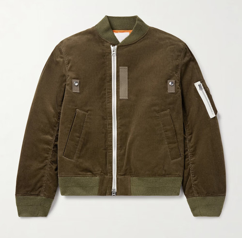 China Factory Custom Men Army Green Corduroy Bomber Jacket Manufacturer
