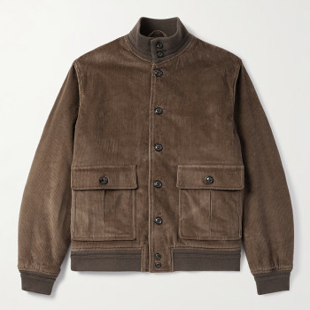 Custom Men Brown Corduroy Bomber Jacket Manufacturer
