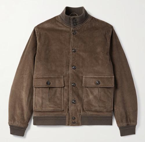 Custom Men Brown Corduroy Bomber Jacket Manufacturer
