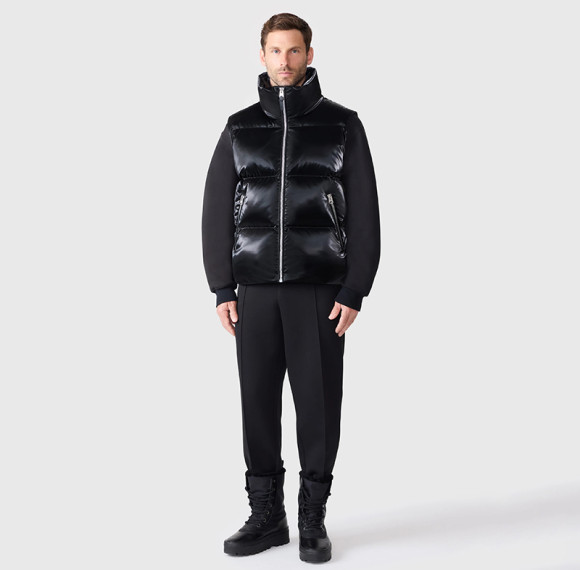 Factory OEM Custom Men's Black Shiny Puffer Vest Manufacturer