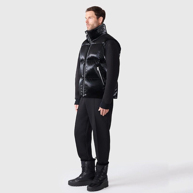 Black Shiny Puffer Vest Manufacturer