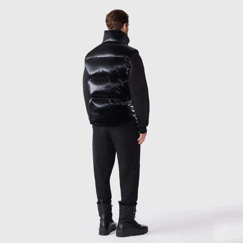 Factory OEM Custom Men's Black Shiny Puffer Vest Manufacturer
