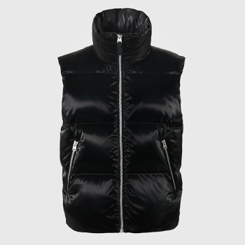 Factory OEM Custom Men's Black Shiny Puffer Vest Manufacturer