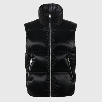 Factory OEM Custom Men's Black Shiny Puffer Vest Manufacturer