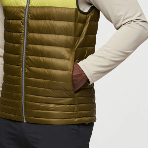 Factory Custom Olive Green Lightweight Color-Blocked Down Vest Manufacturer