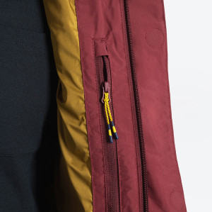 OEM & ODM Men's Wine Red Color-Block Hooded Down Vest Manufacturer