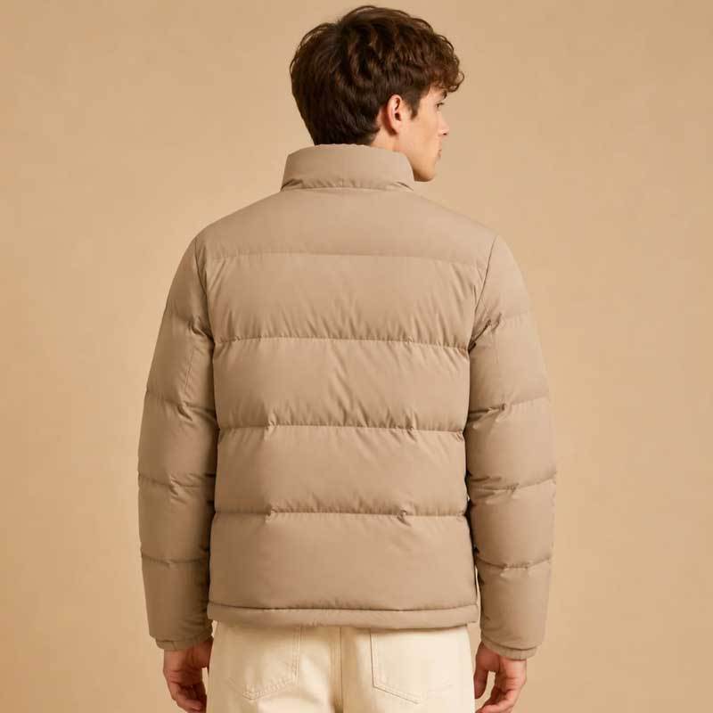 Custom Men's Khaki Puffer Jacket Manufacturer