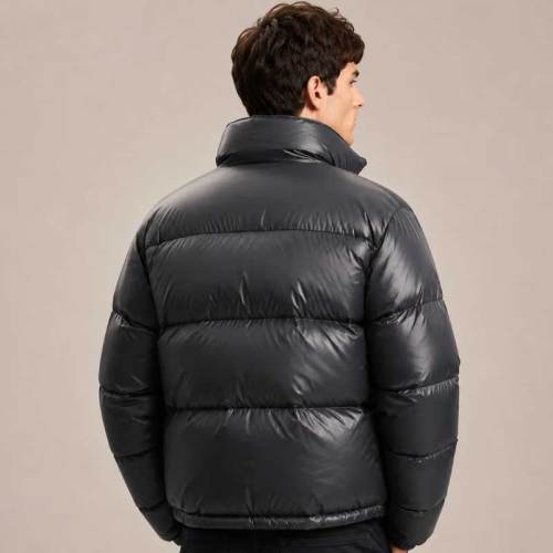 Custom Men's Glossy Black Puffer Jacket Manufacturer | Ginwenwear Down & Varsity Factory