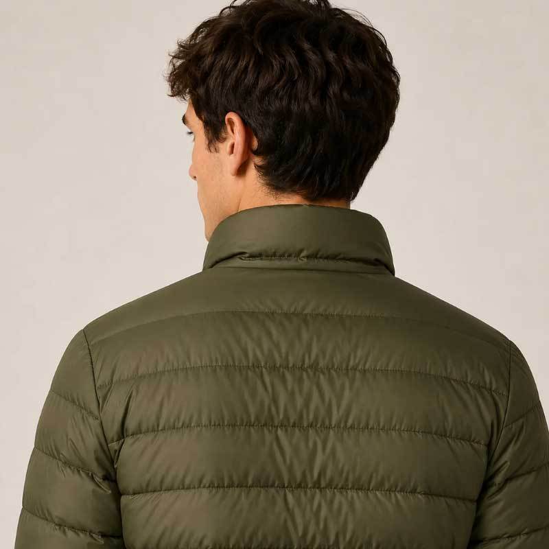 Custom Men's Olive Green Lightweight Puffer Jacket Manufacturer