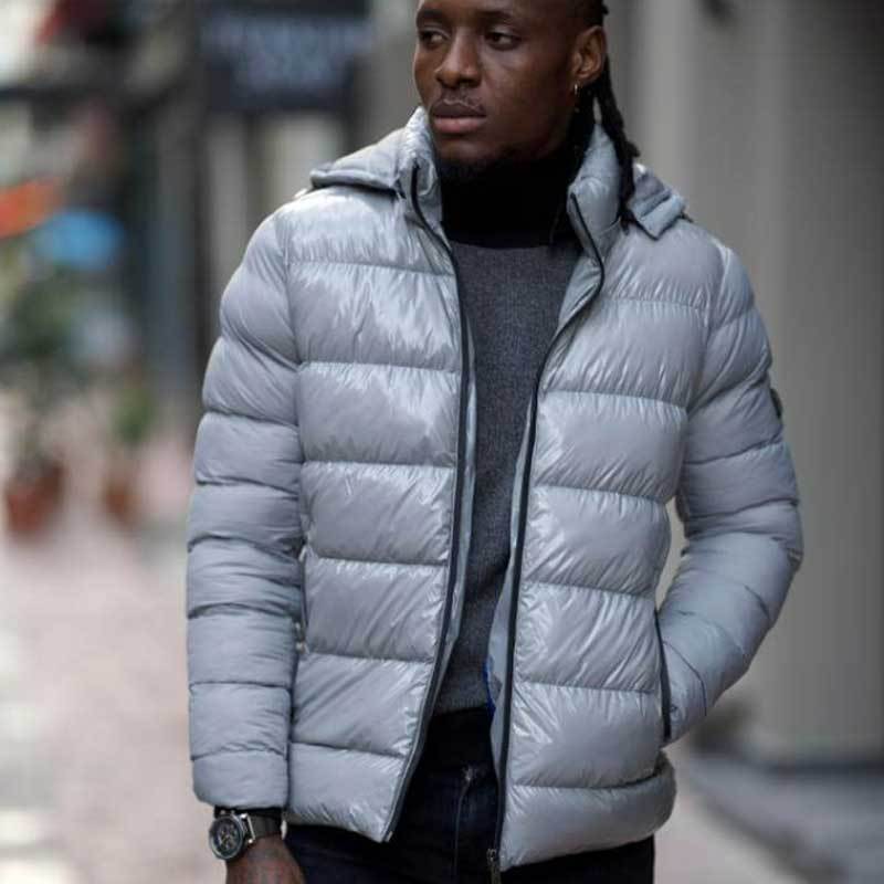 Custom Men's Hooded Glossy Puffer Jacket Manufacturer