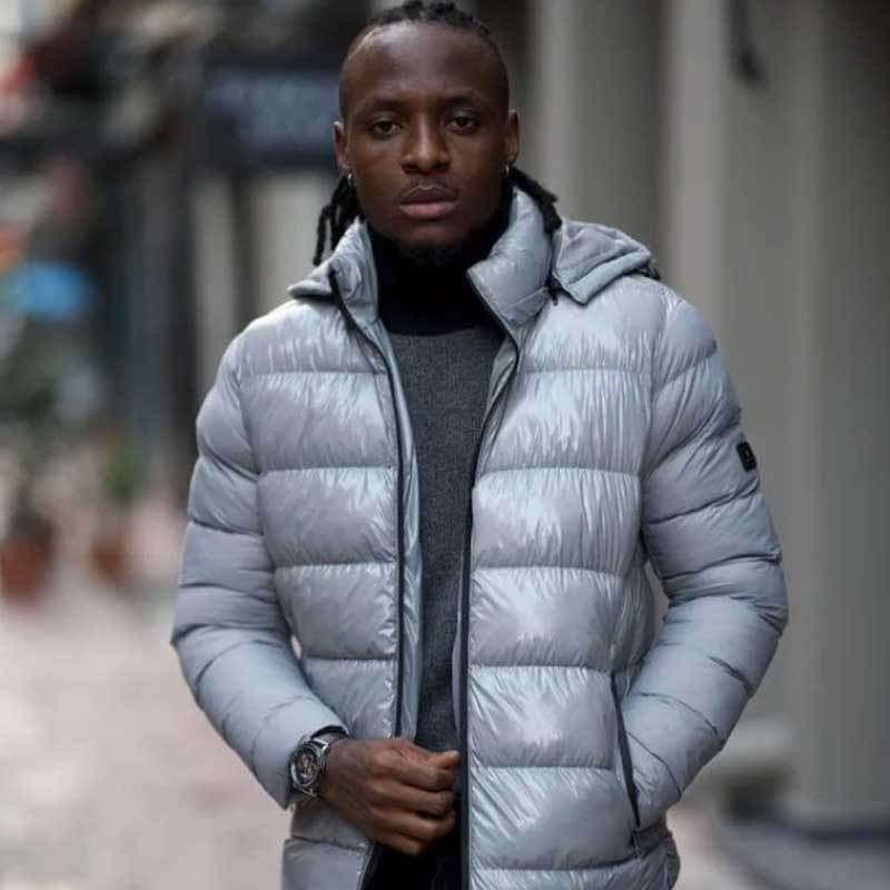 Custom Men's Hooded Glossy Puffer Jacket Manufacturer