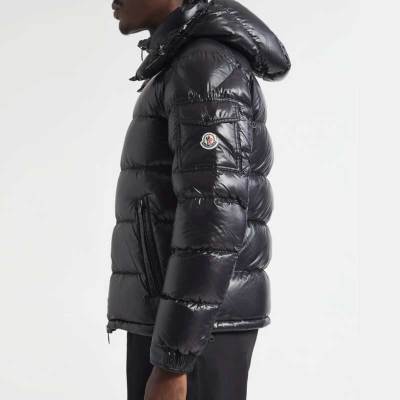 Custom Men's Glossy Black Hooded Puffer Jacket Manufacturer | GinwenWear Down & Varsity Factory