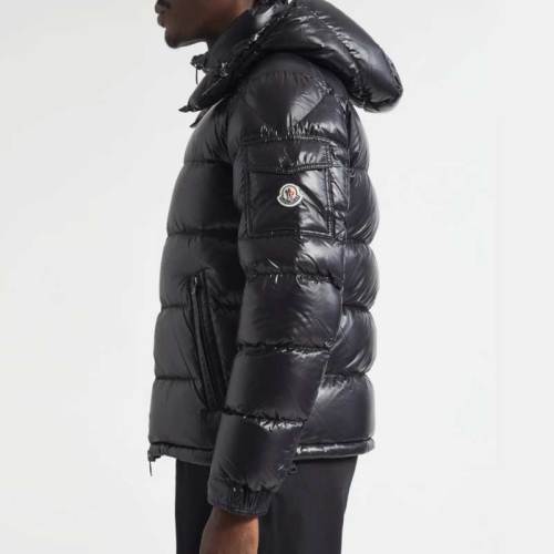 Custom Men's Glossy Black Hooded Puffer Jacket Manufacturer | GinwenWear Down & Varsity Factory