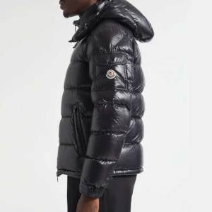 Custom Men's Glossy Black Hooded Puffer Jacket Manufacturer | GinwenWear Down & Varsity Factory