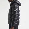 Custom Men's Glossy Black Hooded Puffer Jacket Manufacturer | GinwenWear Down & Varsity Factory