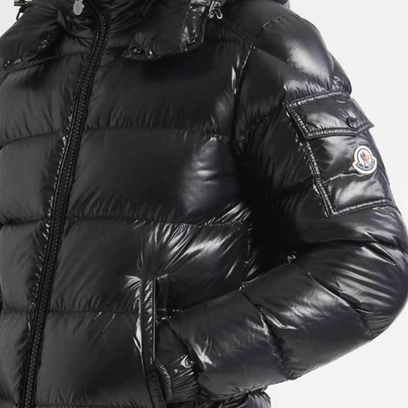 Custom Men's Glossy Black Hooded Puffer Jacket Manufacturer
