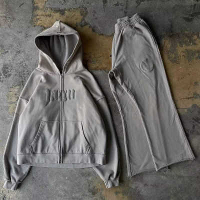 Heavyweight Hoodies Pullover Full Zip up Puff Print Acid Wash Hoodies