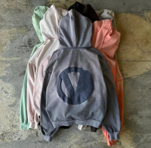 Heavyweight Hoodies Pullover Full Zip up Puff Print Acid Wash Hoodies